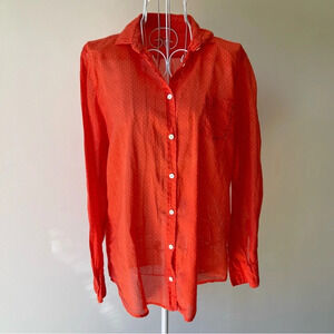Hartford button down casual shirt top blouse light cotton polka dot red size 4